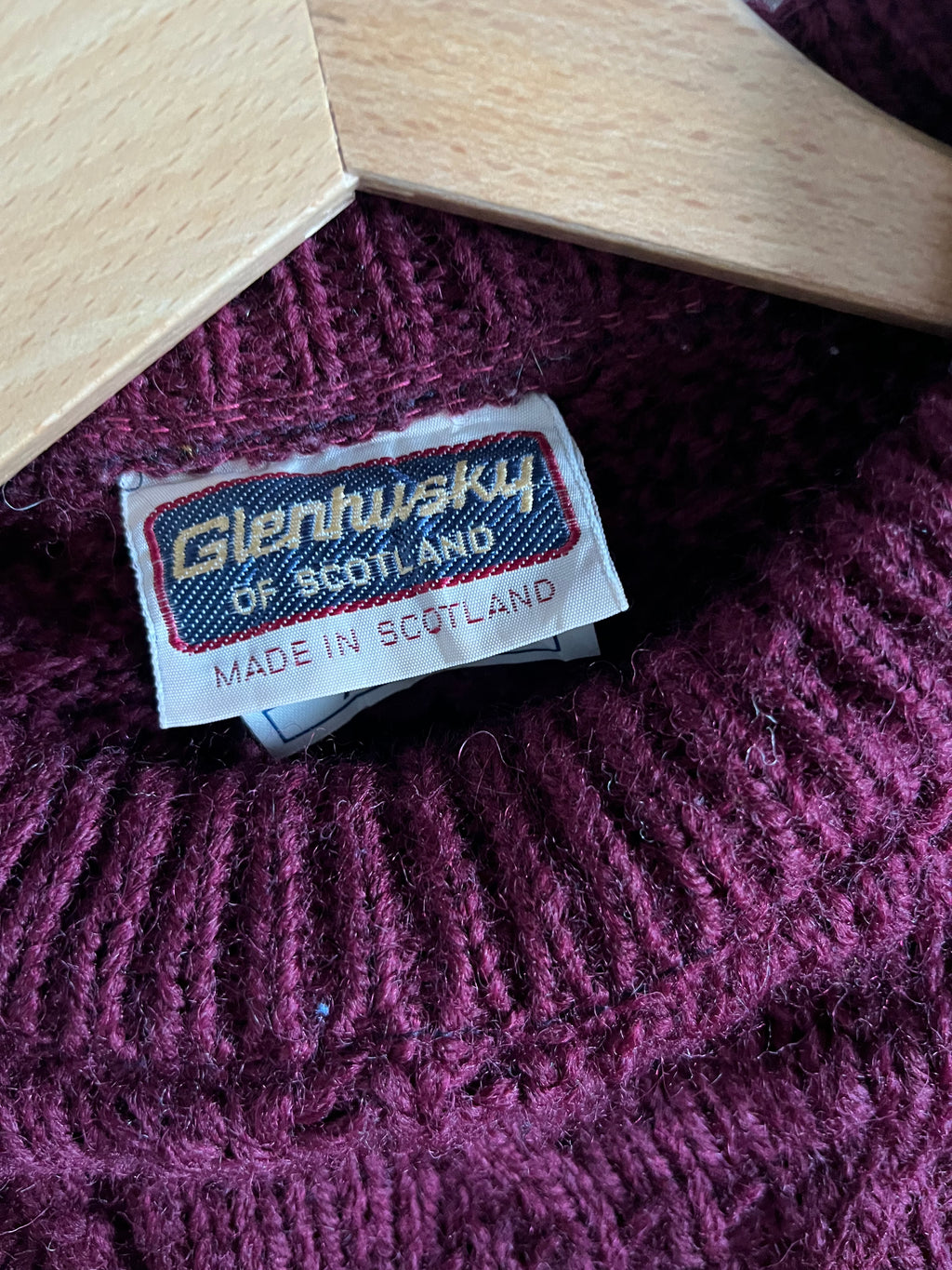 Burgundy cable sweater 100% wool