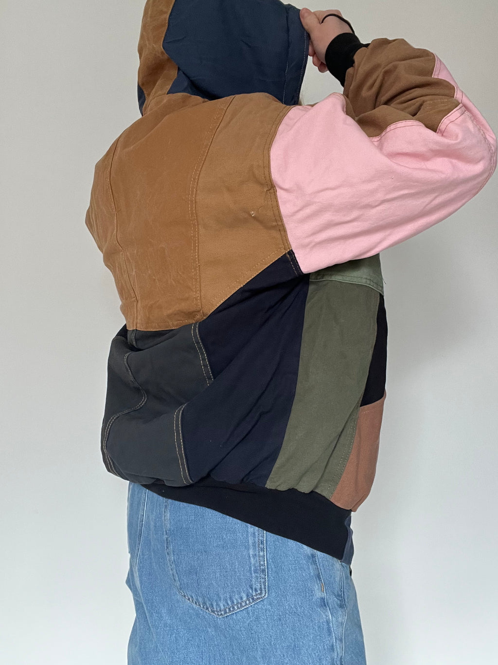 Carhartt reworked jacket with pink sleeves