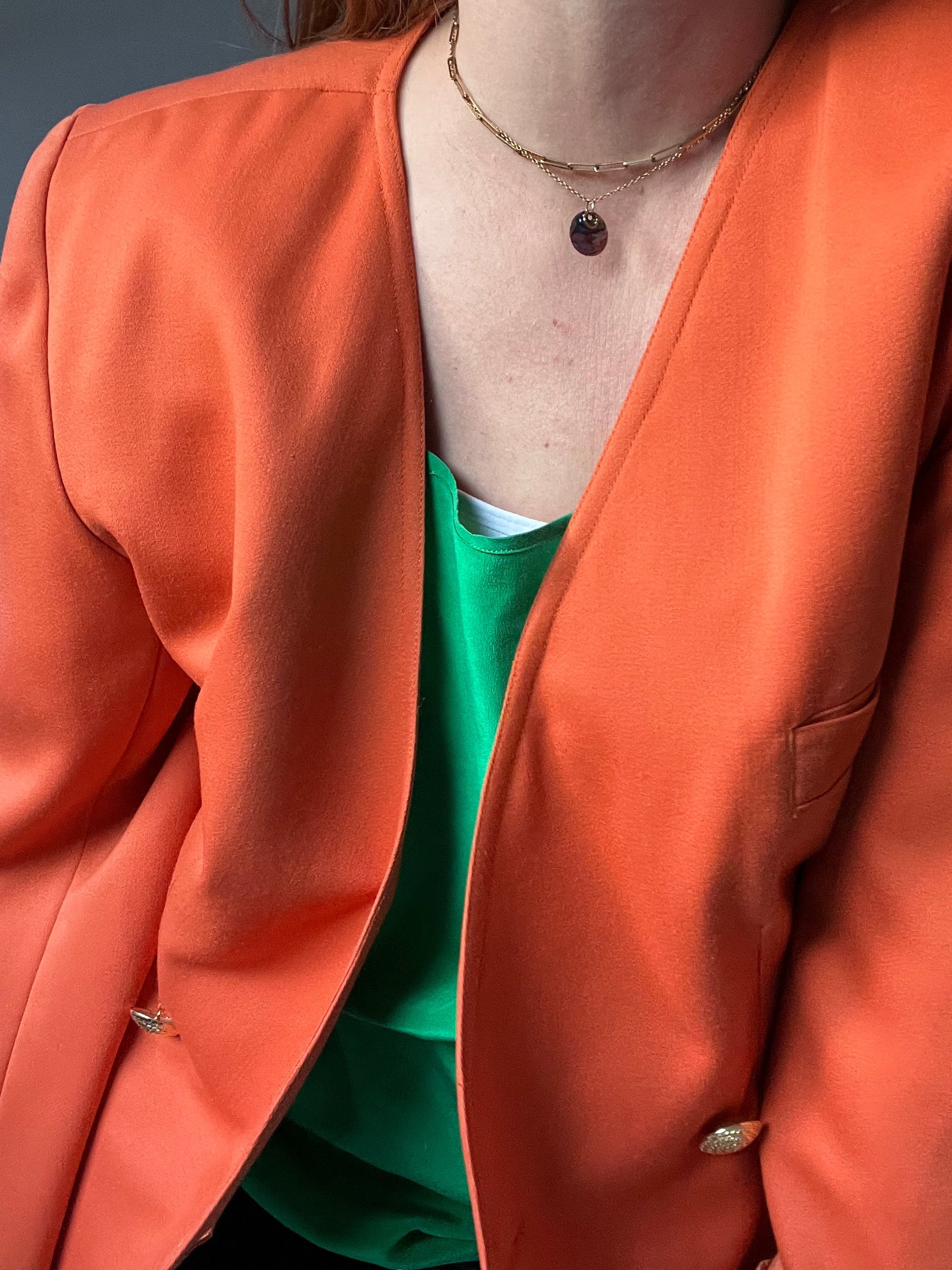 valentino — burnt orange collarless blazer