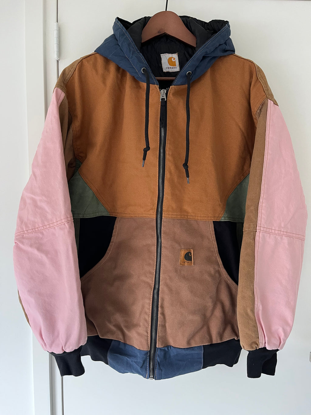 Carhartt reworked jacket with pink sleeves