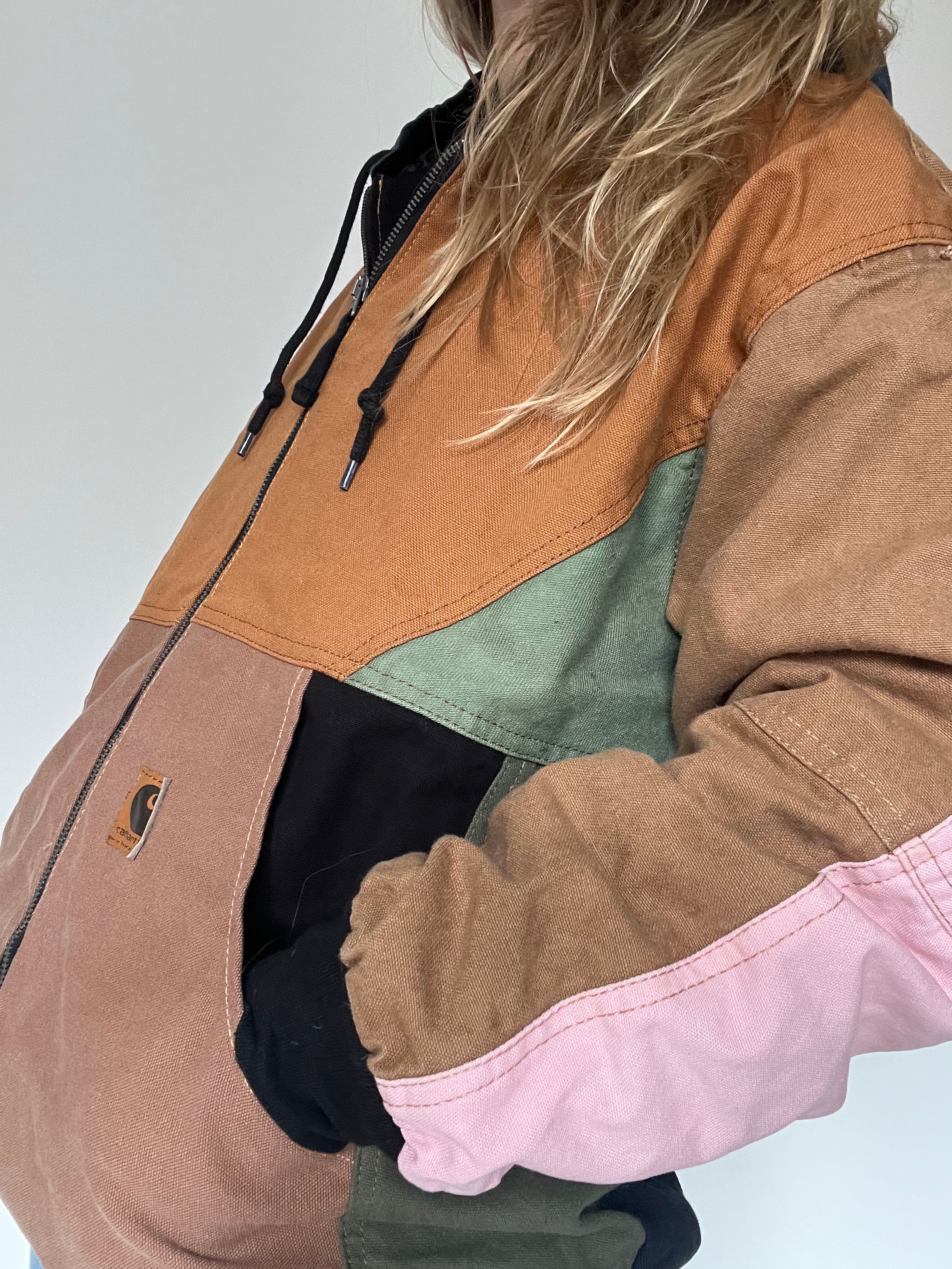 Carhartt reworked jacket with pink sleeves