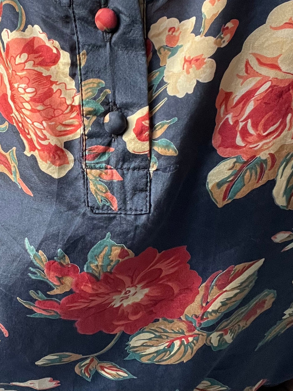 vintage silk sleeveless top with floral rose print