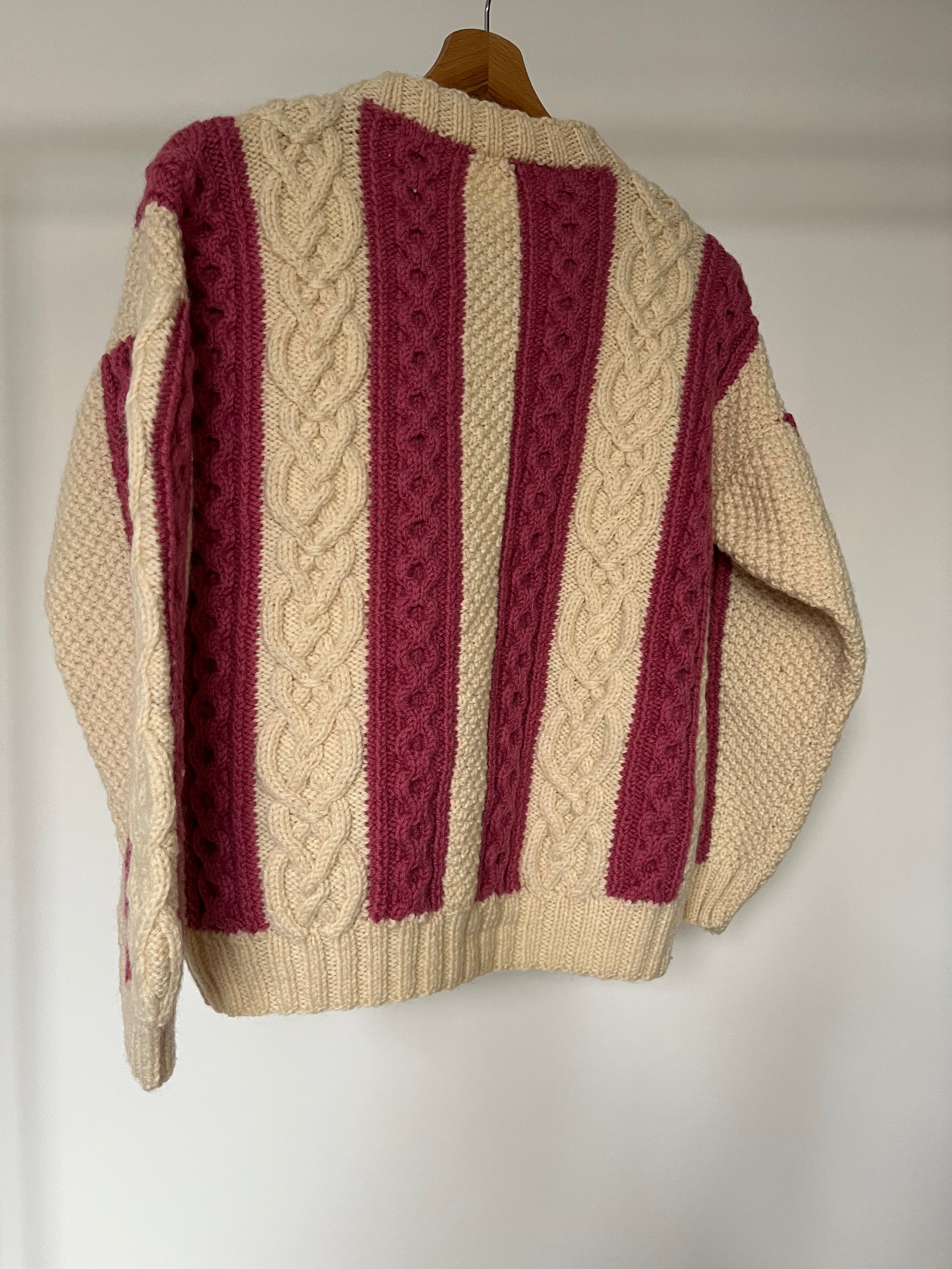 Hand knitted striped cardigan 100% wool