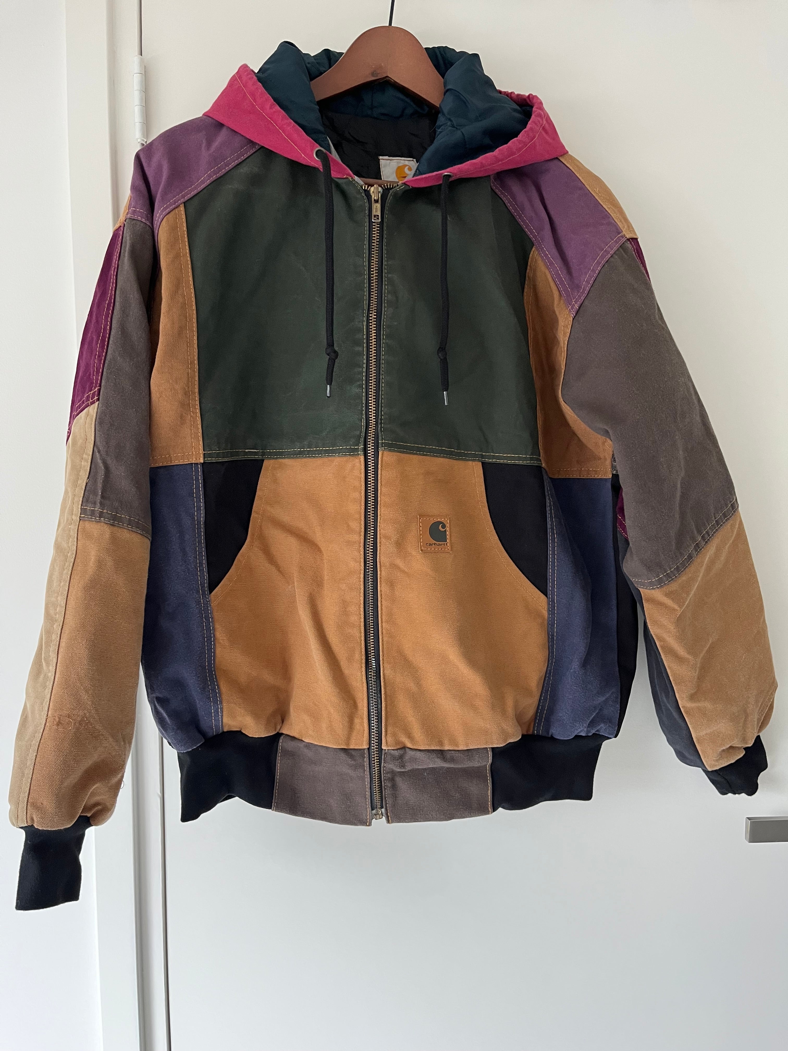 Carhartt reworked jacket with pink hoodie