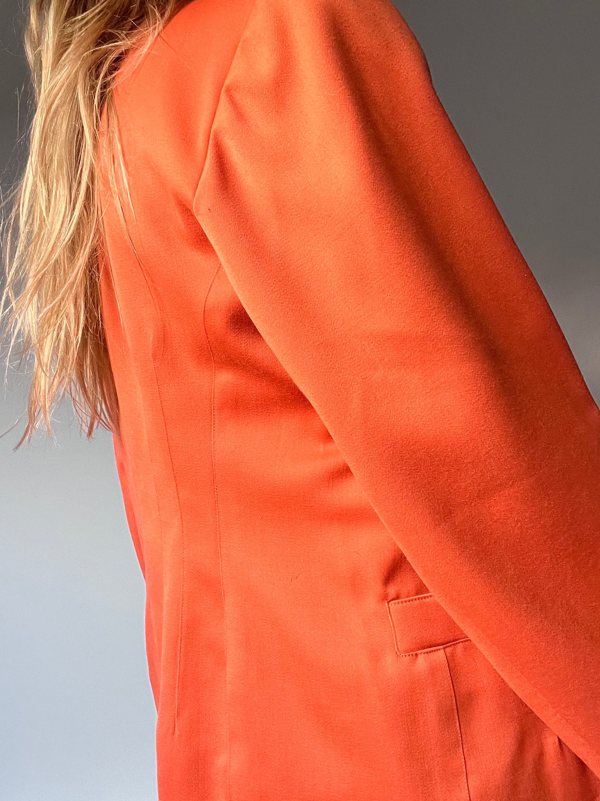 valentino — burnt orange collarless blazer