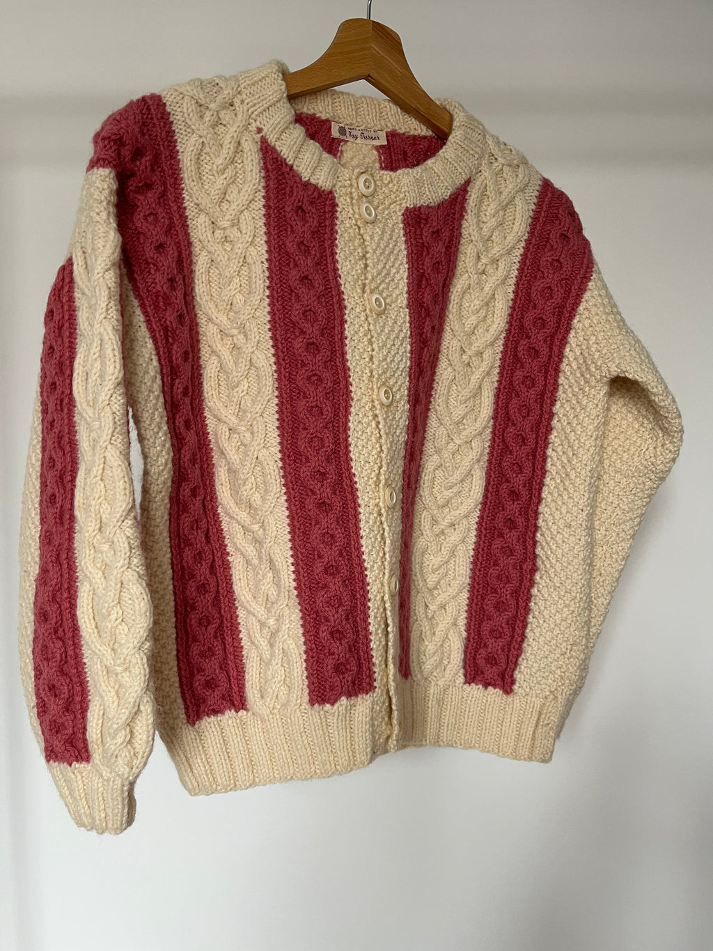 Hand knitted striped cardigan 100% wool