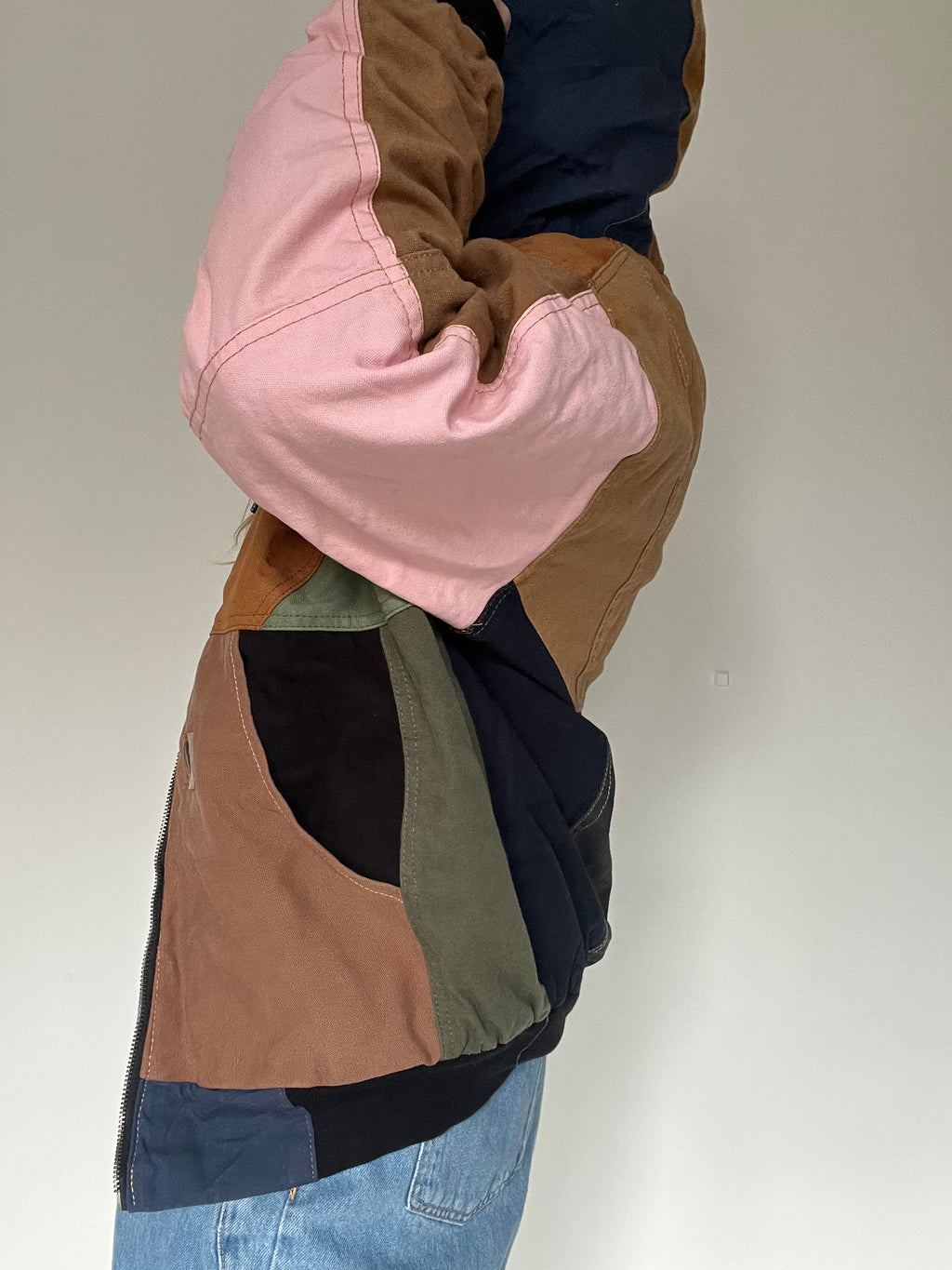 Carhartt reworked jacket with pink sleeves