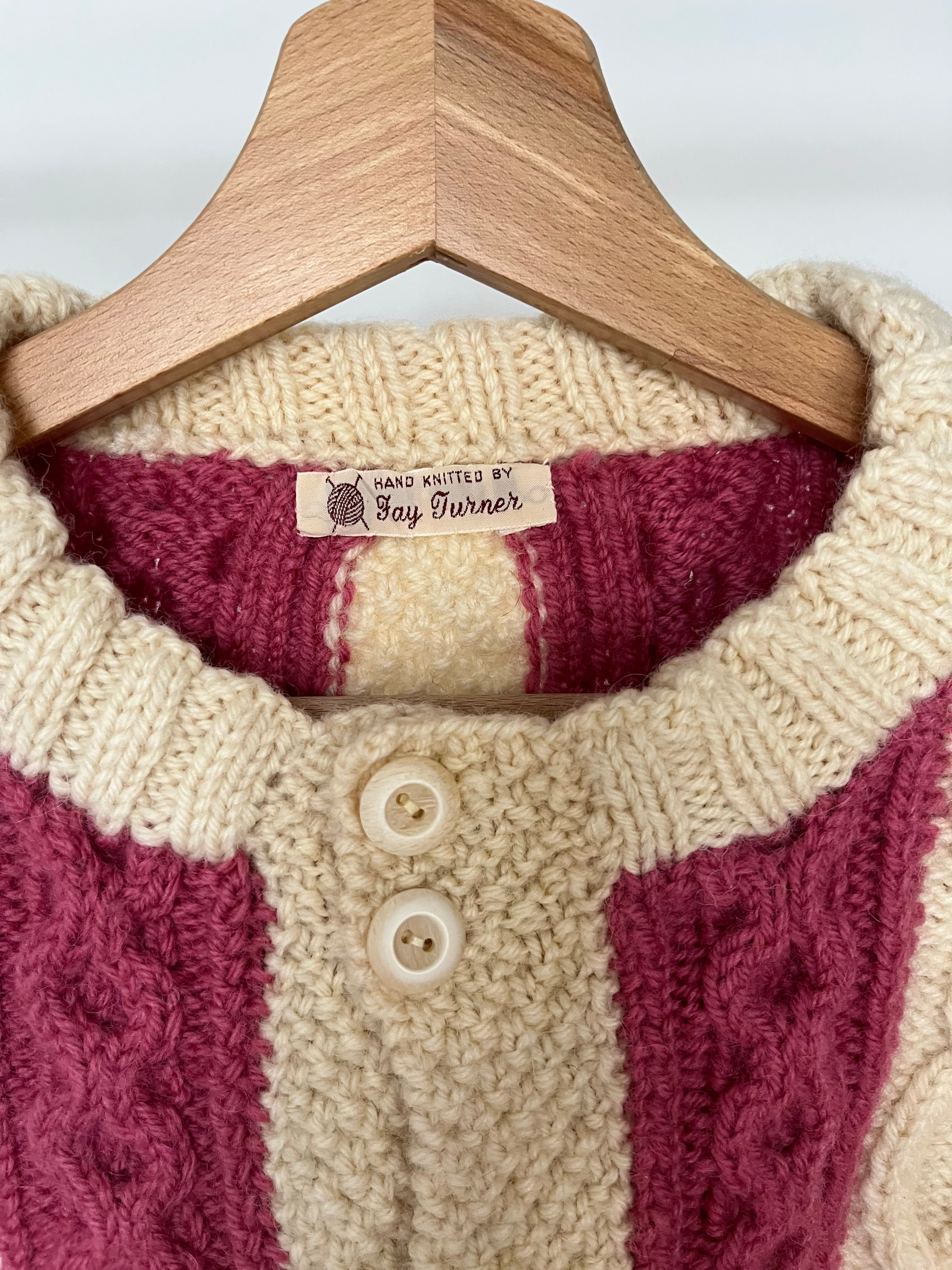 Hand knitted striped cardigan 100% wool