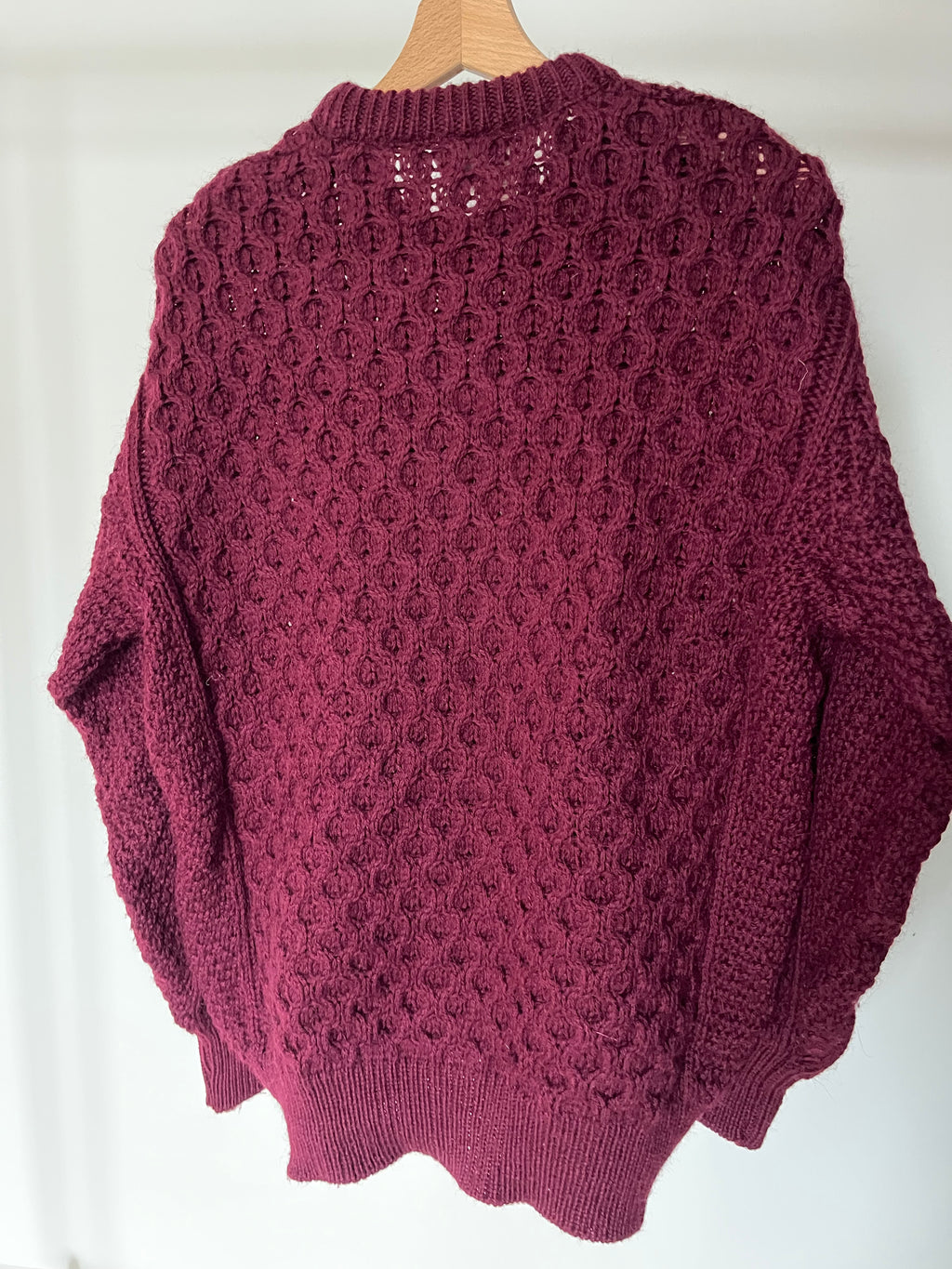 Burgundy cable sweater 100% wool