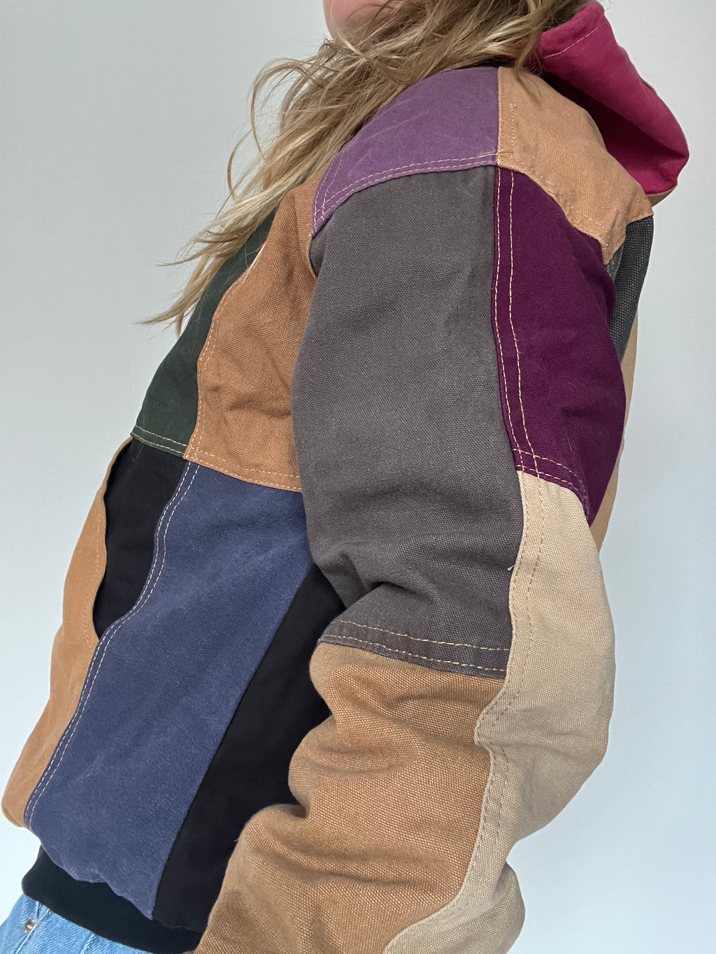 Carhartt reworked jacket with pink hoodie